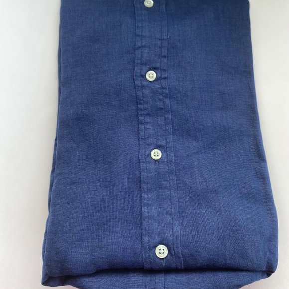 Polo Men's Linen Navy Color Long -Sleeve - Picture 2 of 8